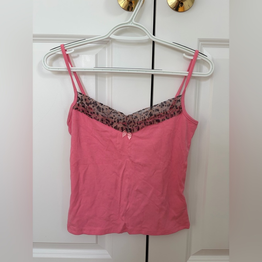 Pink Leopard Trim Women's Camisole